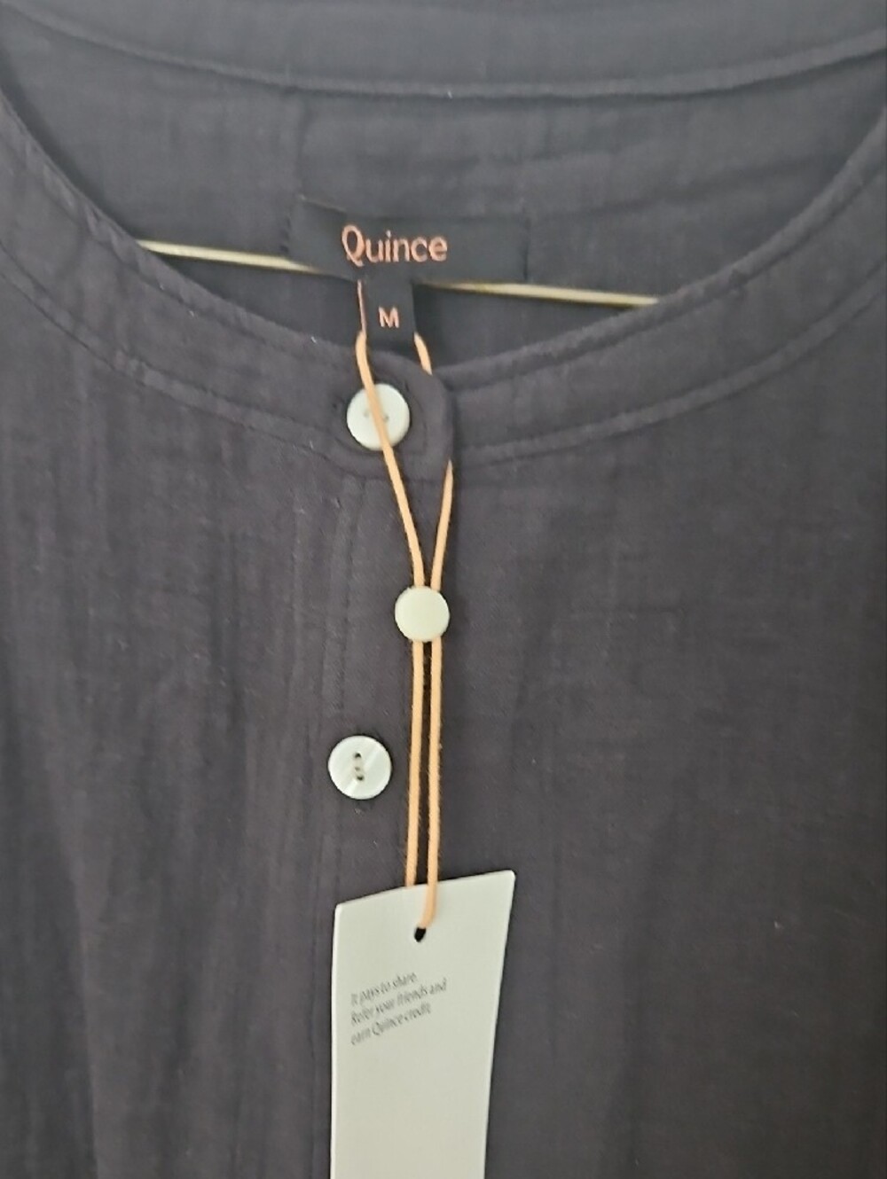 Quince Black Short-Sleeve Button Henley Top - Picture 2 of 9